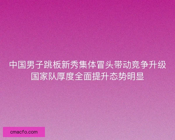 中国男子跳板新秀集体冒头带动竞争升级国家队厚度全面提升态势明显